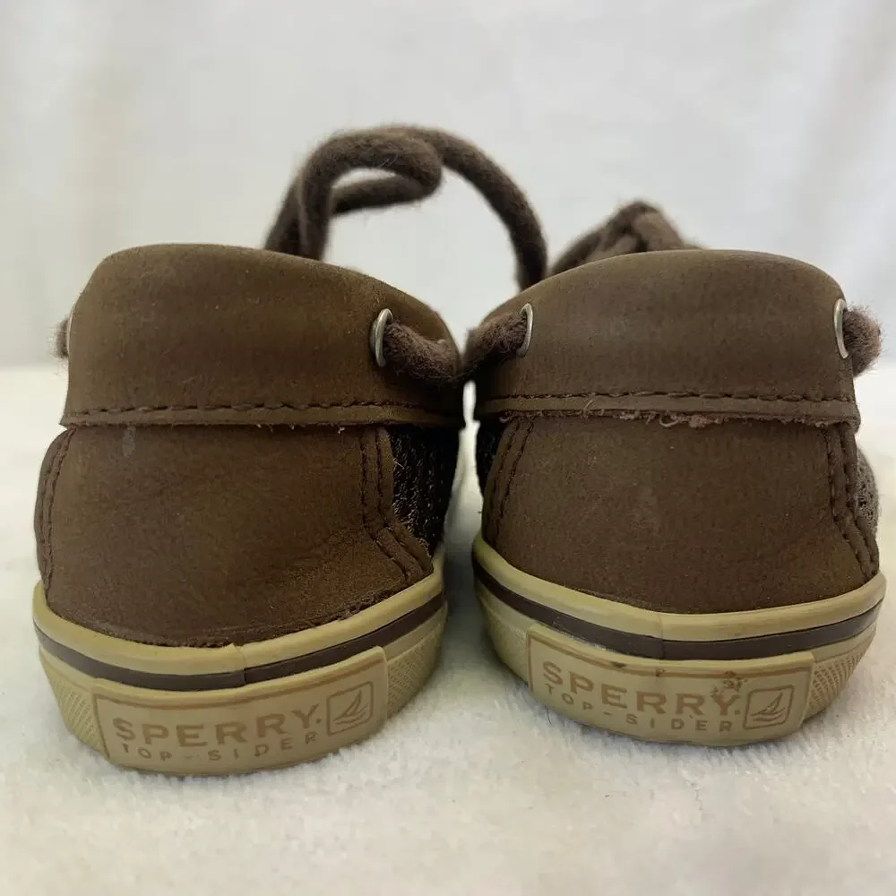 Sperry Toddler Sz 4 Top-Sider Infant Boat Shoes Borwn Faux Leather Casual Preppy
